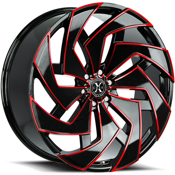 Xcess X04 Gloss Black with Red Milled Center Cap