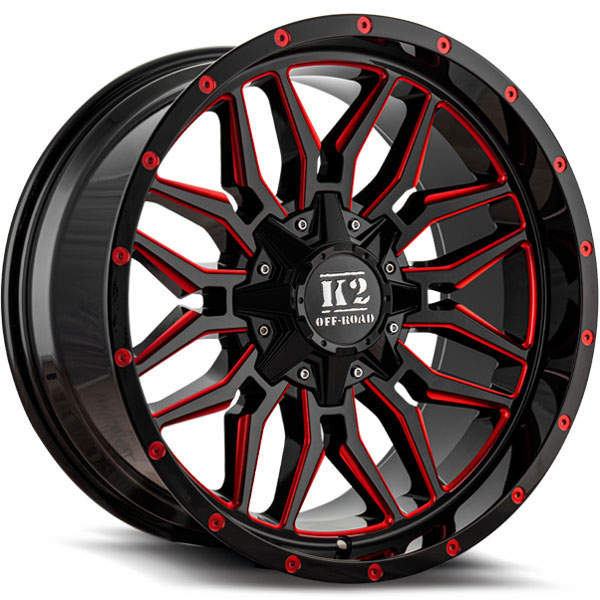 K2 OffRoad K16 Rage Gloss Black with Red Milled Spokes