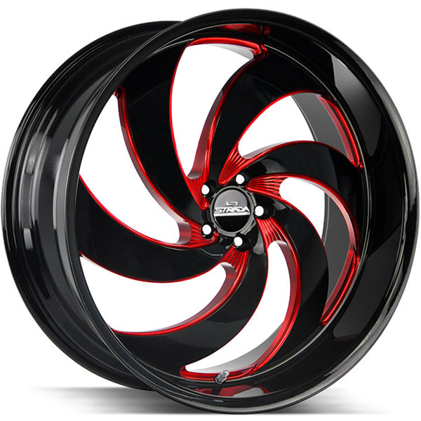 Strada Street Classic Retro 6 Gloss Black with Candy Red Milled Spokes