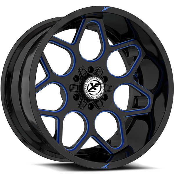 XF Off-Road XF-233 Gloss Black with Blue Milled Spokes