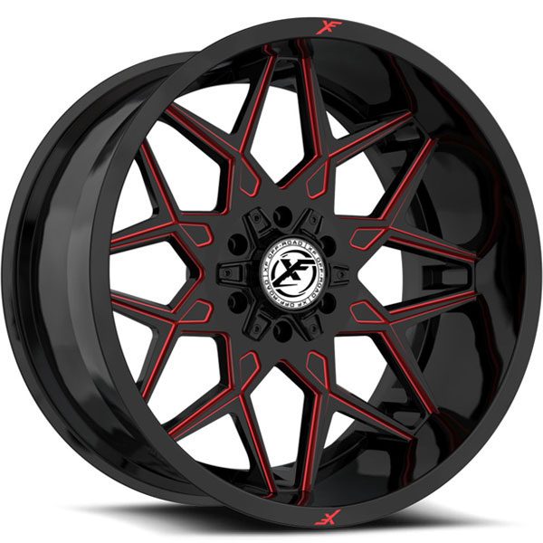 XF Off-Road XF-238 Gloss Black with Red Milled Spokes