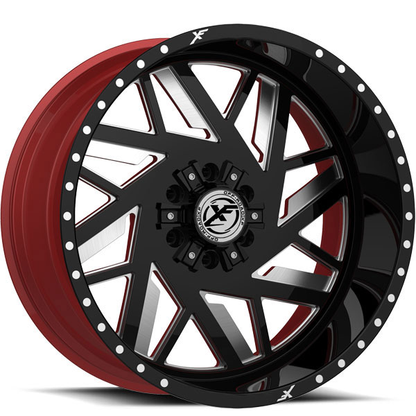 XF Off-Road XFX-306 Gloss Black with Red Milled Spokes and Red Inner