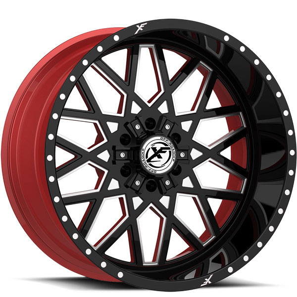 XF Off-Road XFX-307 Gloss Black with Red Milled Spokes and Red Inner